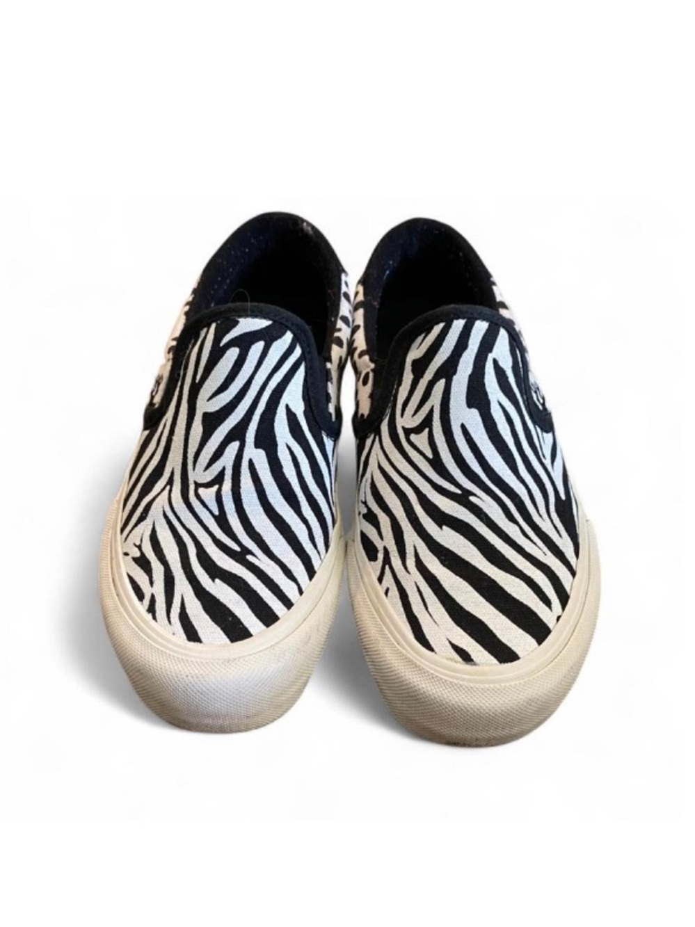 Slip-On Women's Zebra Print Sneakers - Black & White